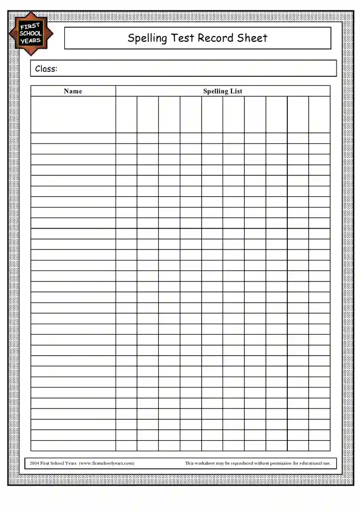 Free Printable Blank Spelling Test Templates 24