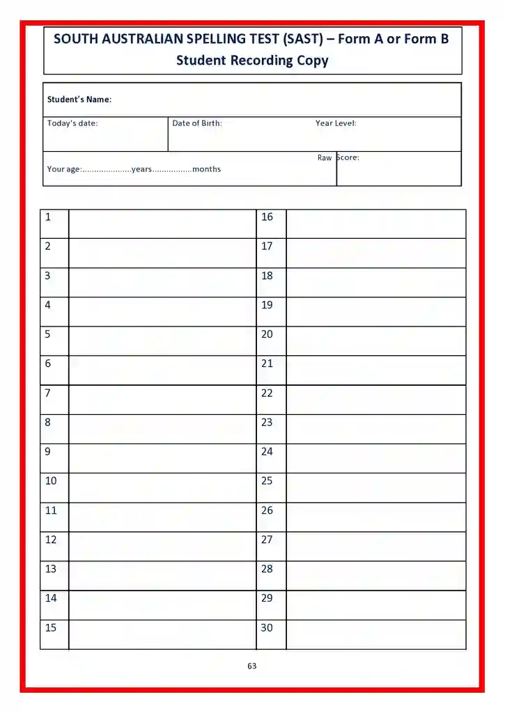 Free Printable Blank Spelling Test Templates 28