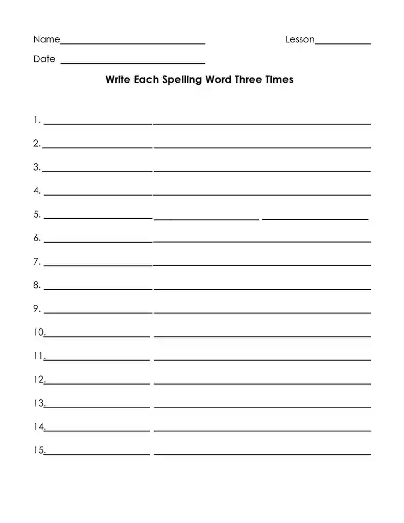 Free Printable Blank Spelling Test Templates 29