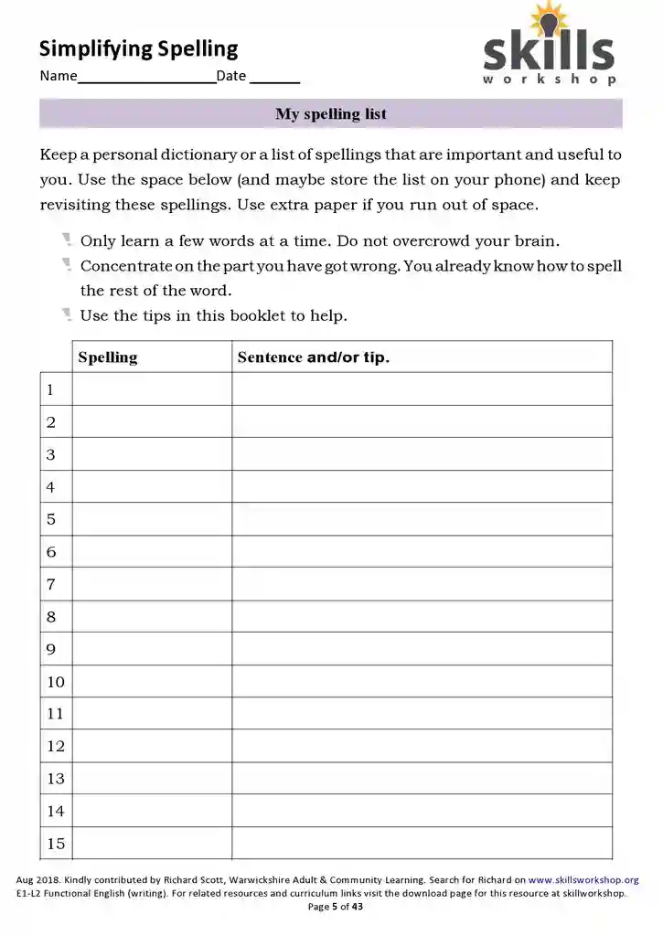Free Printable Blank Spelling Test Templates 33