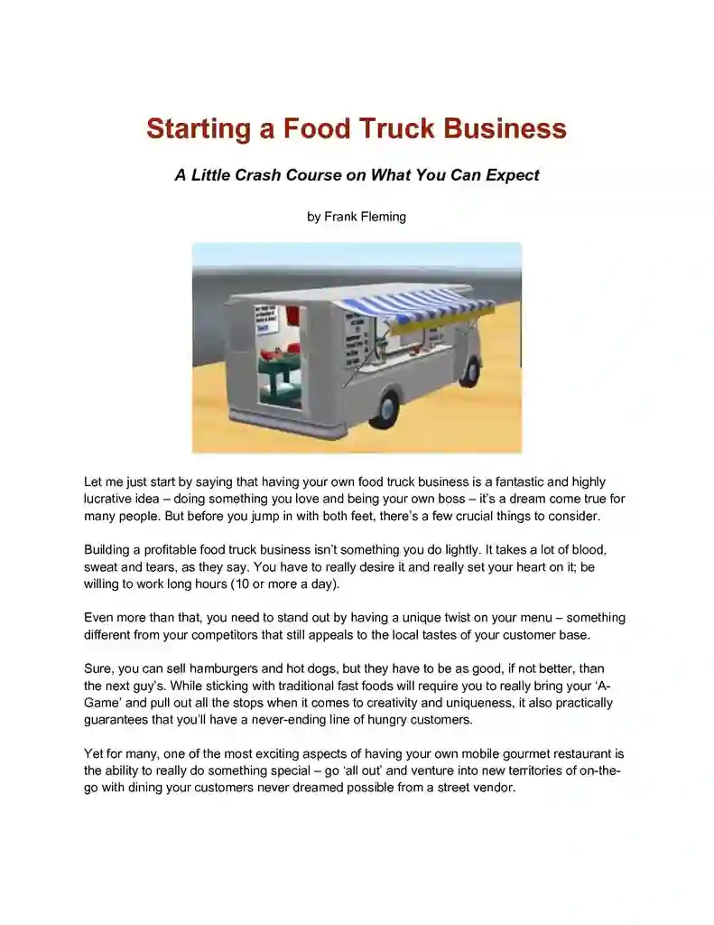 New Food Truck Business Plan Example