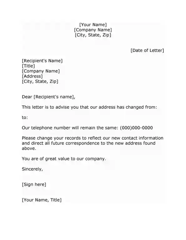 Simple Change of Address Letter Template With Instructions 28