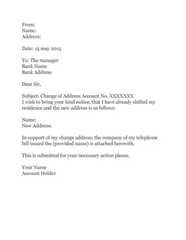 Simple Change of Address Letter Template With Instructions 45