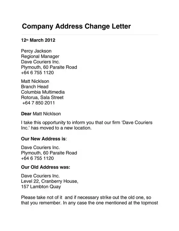 Simple Change of Address Letter Template With Instructions 47