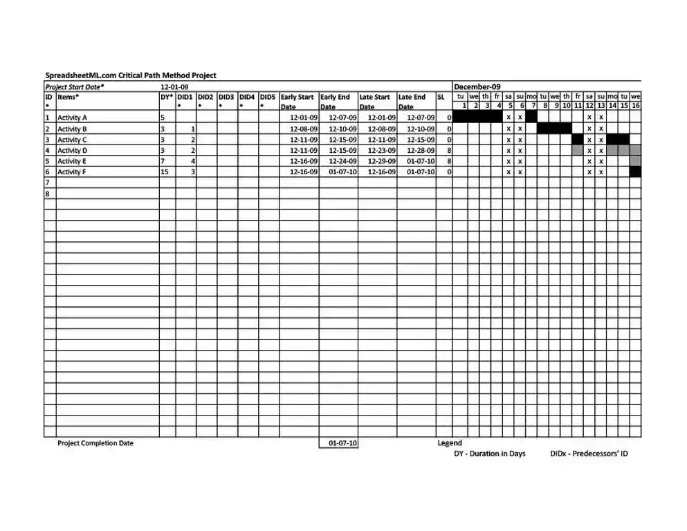 Simple Critical Path Template 08