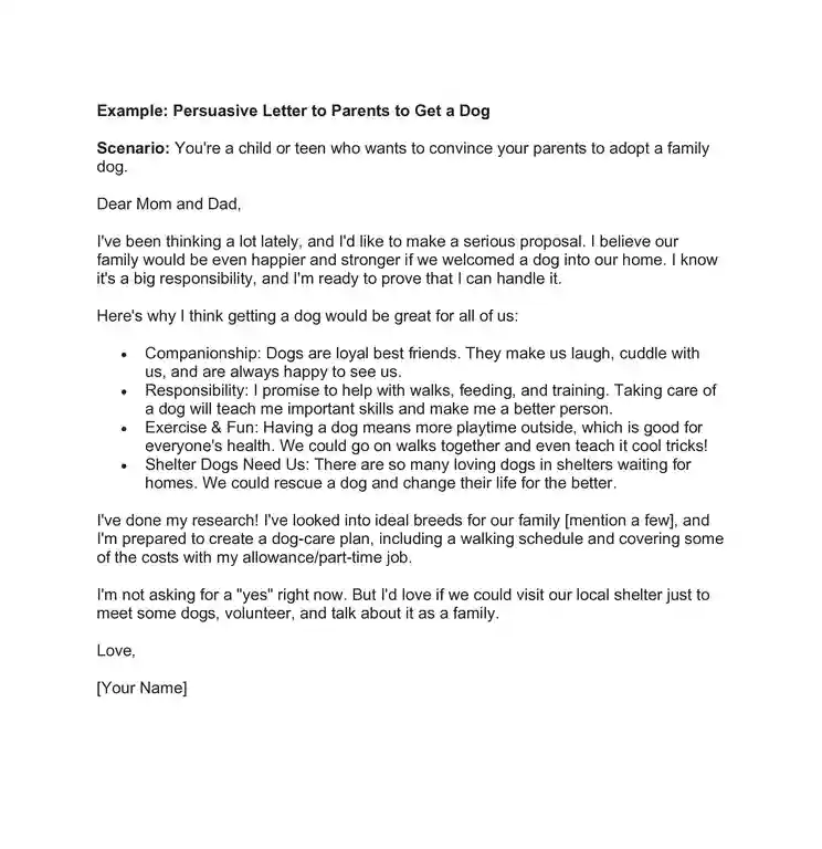 example persuasive letters persuasive letter to parents to get a dog