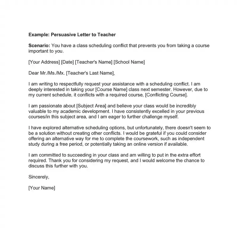 example persuasive letters persuasive letter to teacher