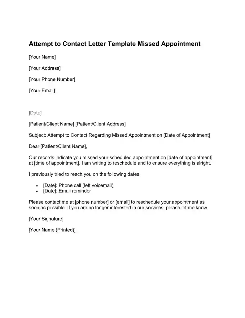 free attempt to contact letter templates 06