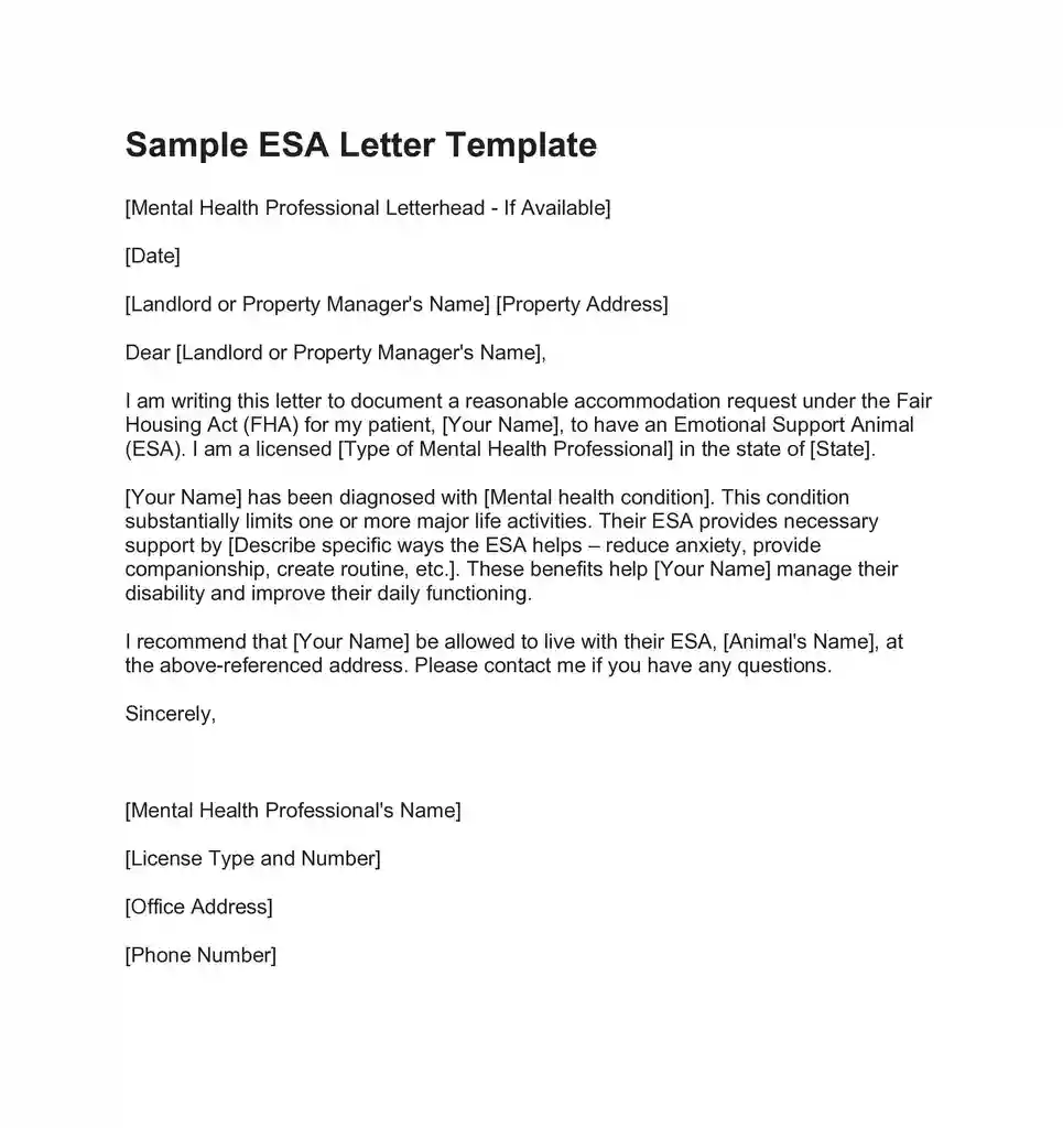 free printable esa housing letter template 02