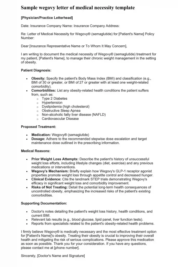 sample wegovy letter of medical necessity template