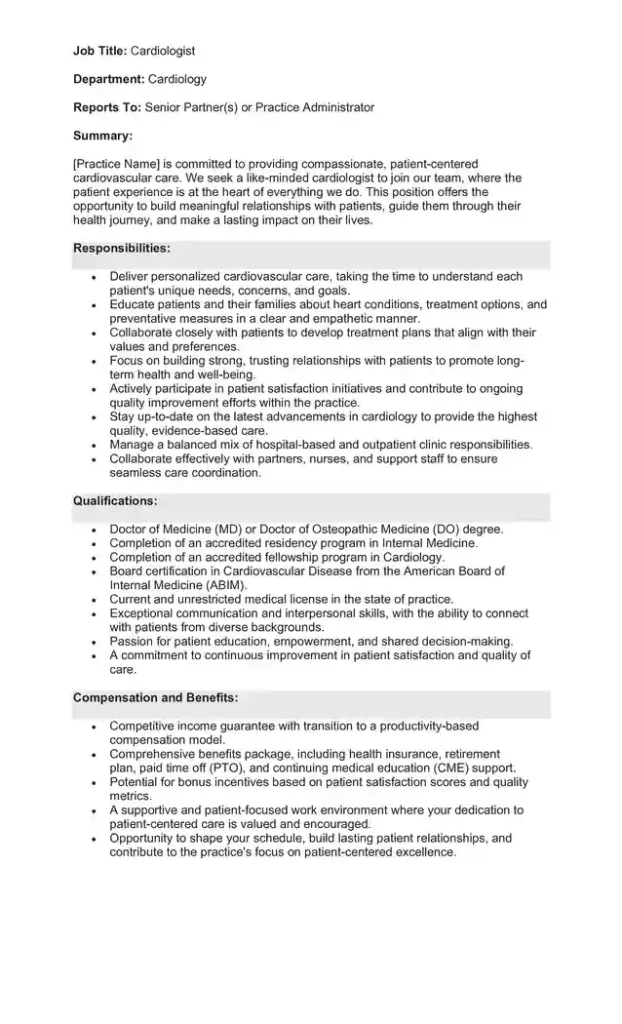 Sample Job Description for a Cardiologist 04