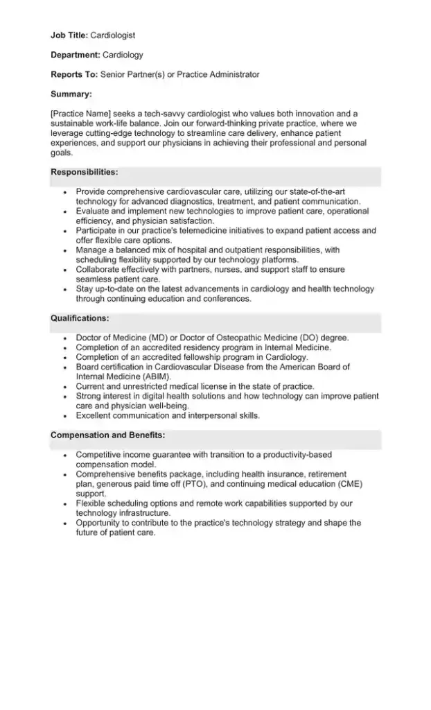 Sample Job Description for a Cardiologist 05