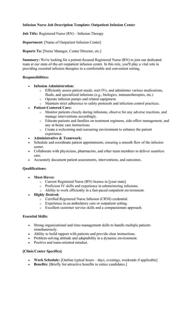 infusion nurse job description template 03