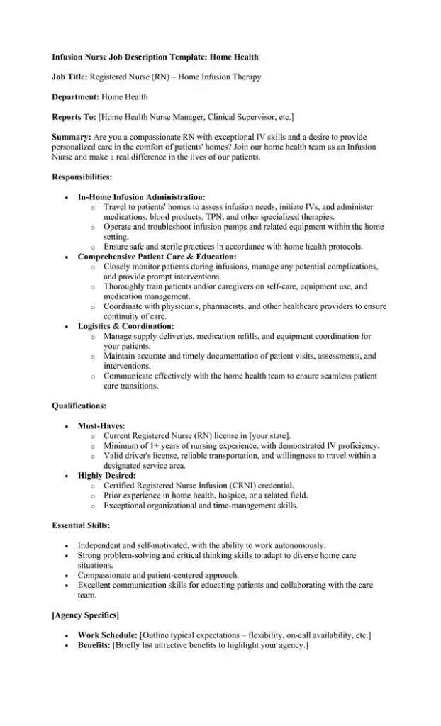 infusion nurse job description template 04