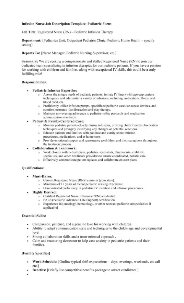 infusion nurse job description template 05