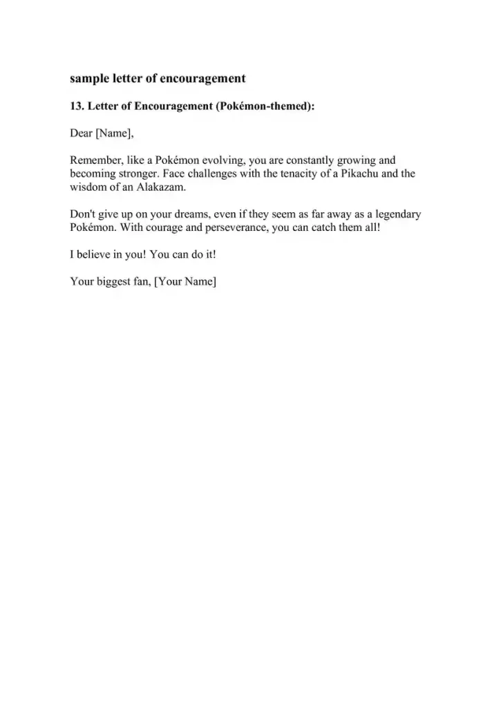 Example Letter of Encouragement Pokemon Example Letter of Encouragement Pokemon