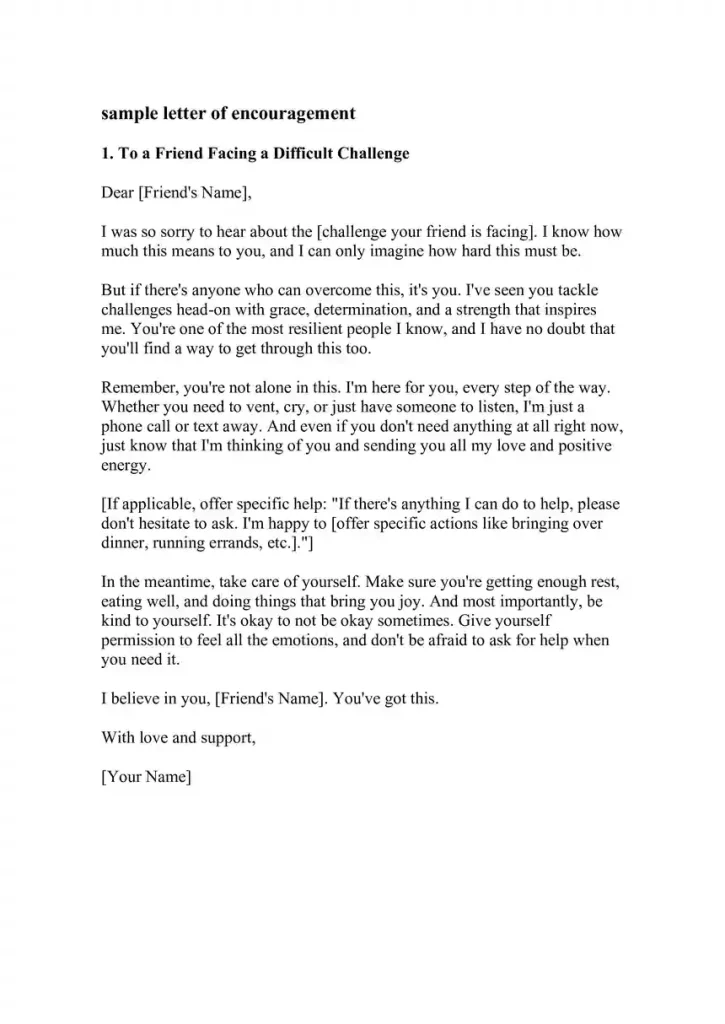 Example letter of encouragement to a friend Example letter of encouragement to a friend
