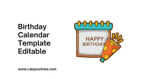 Birthday Calendar Template Editable Visual Presentation