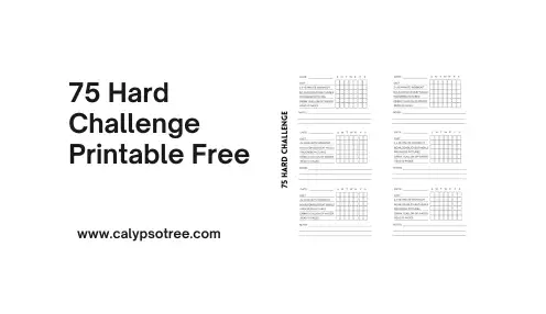 75 Hard Challenge Printable Free Visual Presentation