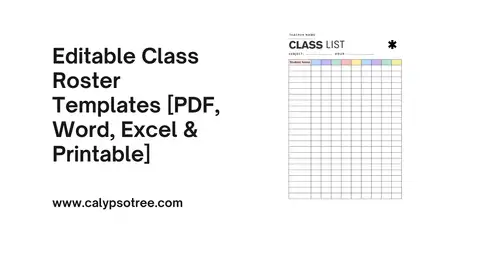 Editable Class Roster Templates PDF Word Excel and Printable