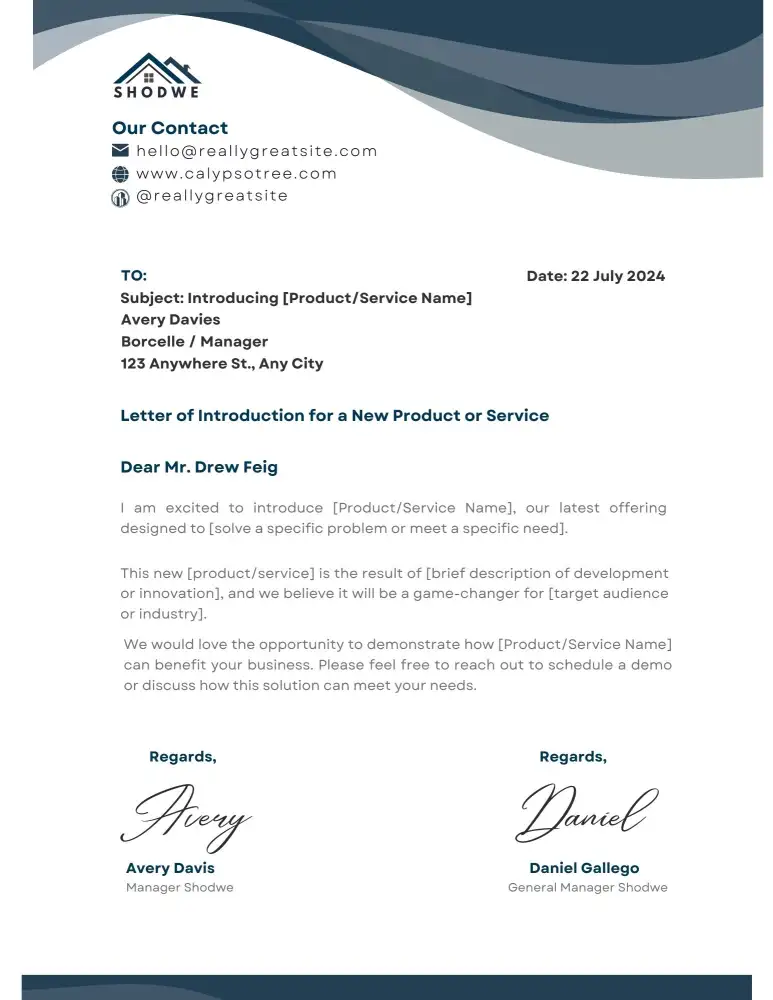 Professional Letter of Introduction for a New Product or Service Professional Letter of Introduction for a New Product or Service